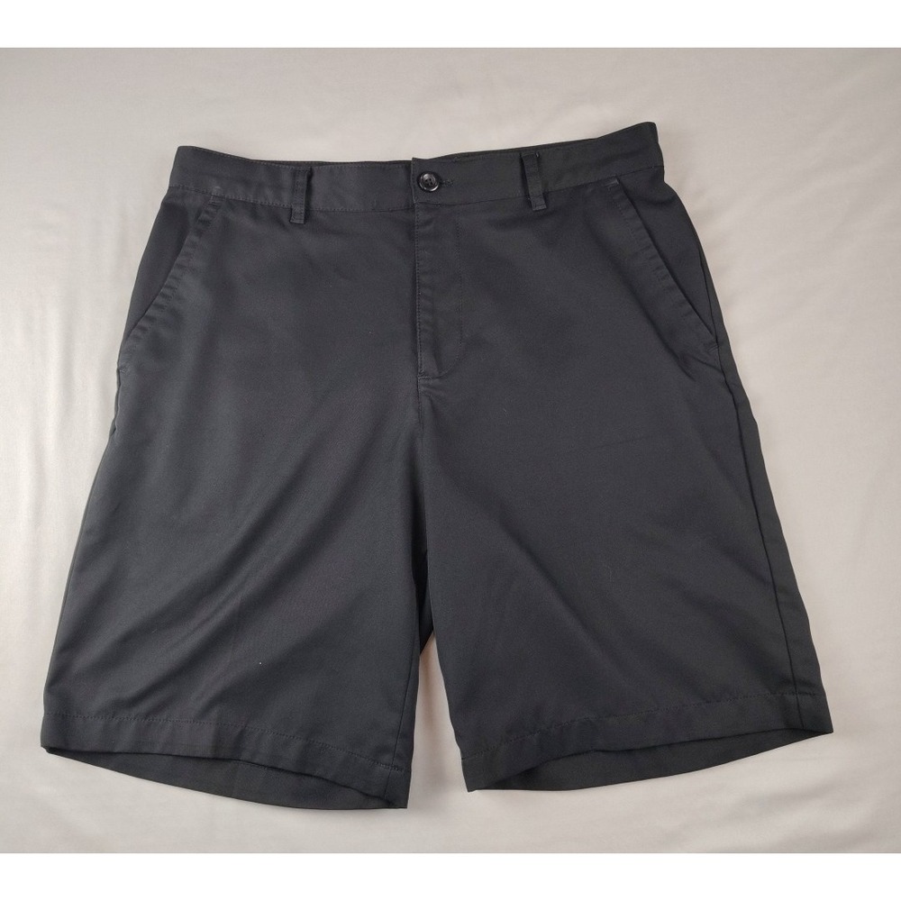 IZOD Golf Shorts Mens 32 Black Performance Flat Front Casual Golf Vacation Chino